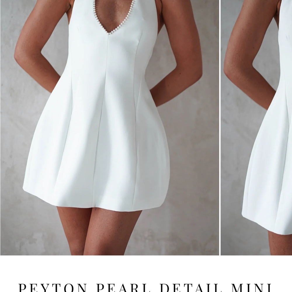 White Pearl Detail Mini Dress
